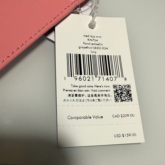 Kate Spade Wristlet Med L-Zip Floral Embellished Grapefruit Wallet NWT $159 - Picture 4 of 8
